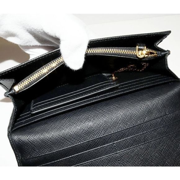 Prada Zipper Long Wallet With Pass Case And Coin Purse In Sapphiano Fiocco Calf - Picture 5 of 6